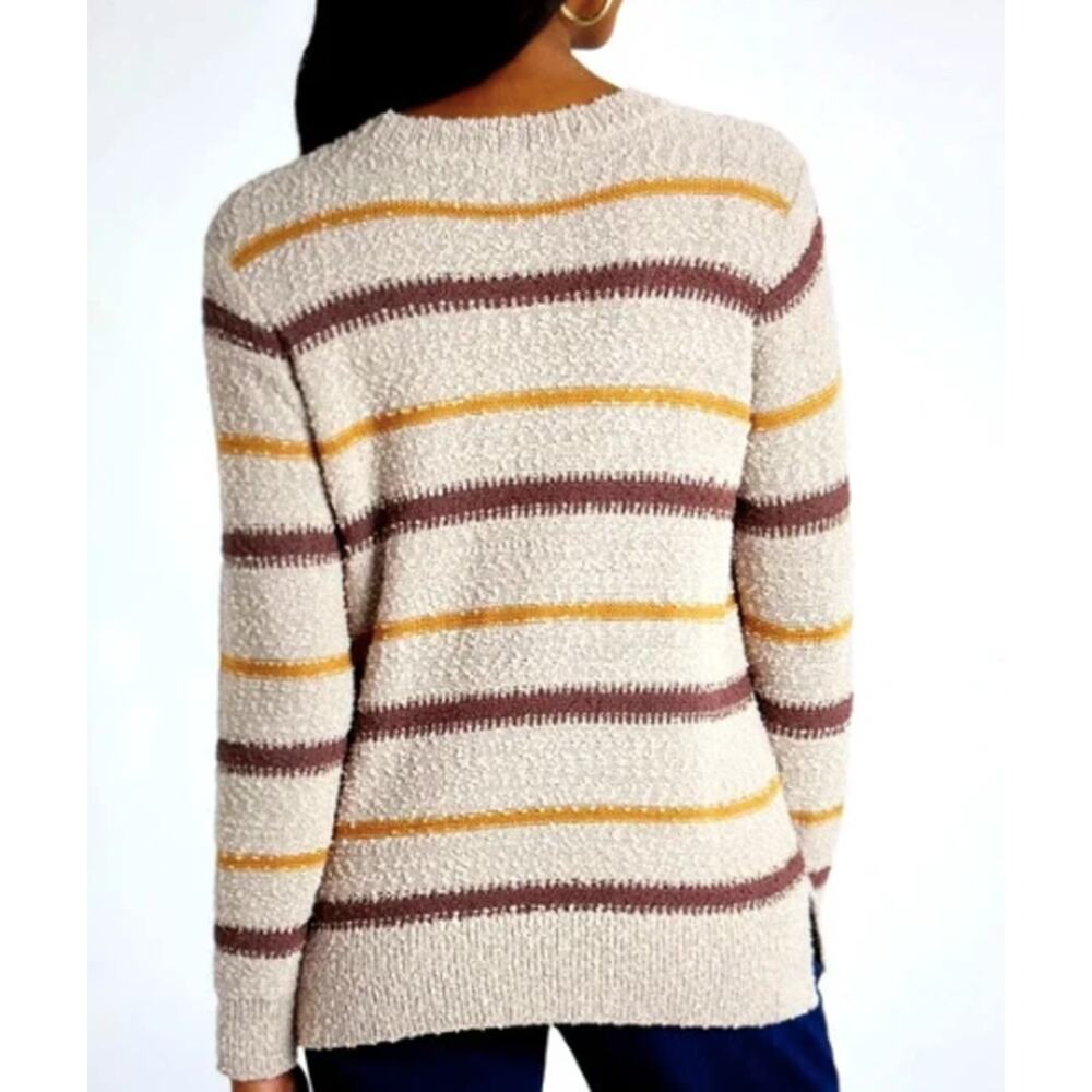NWT Women's Mason & Belle Ellie Textured Long Sleeve Sweater Cream/Browns